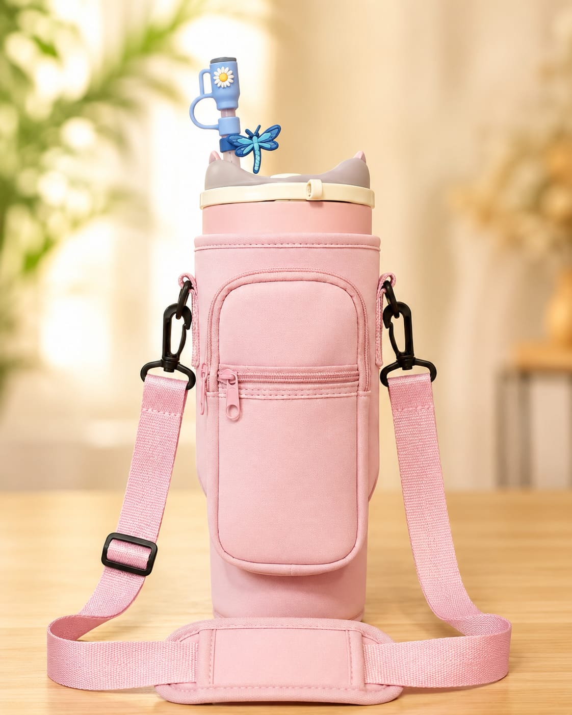 Luxury Travel Tumbler Carrier Bag – Protective Sleeve with Multi-Pocket Design