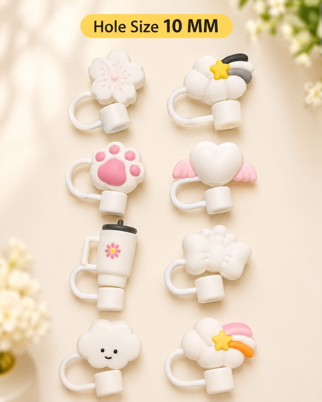 Premium Silicone Flower Straw Topper for Tumblers – Reusable Dust-Proof Straw Cap