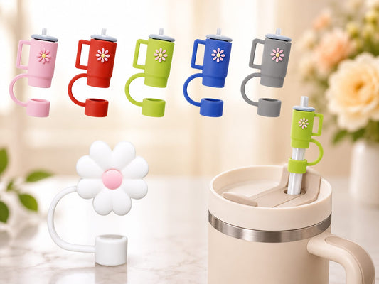 Premium Silicone Flower Straw Topper for Tumblers – Reusable Dust-Proof Straw Cap