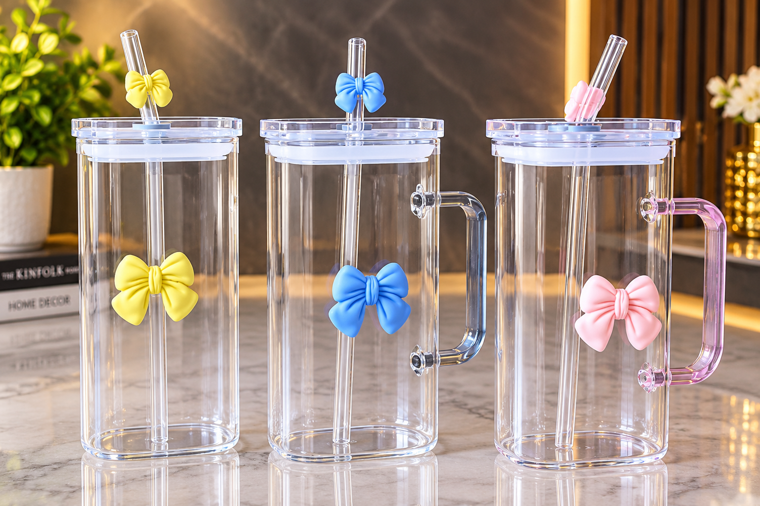 Trendy Glass Sipper with Reusable Straw