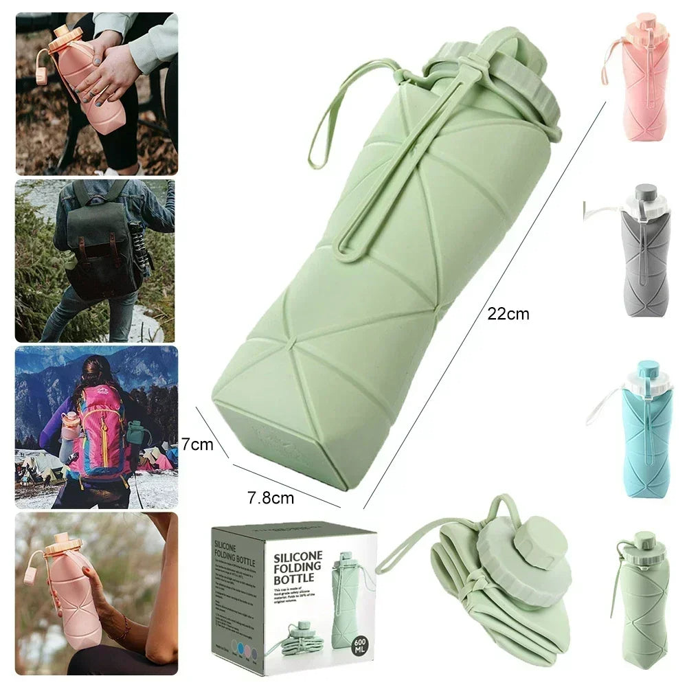 600ML Silicone Foldable Water Bottle Portable