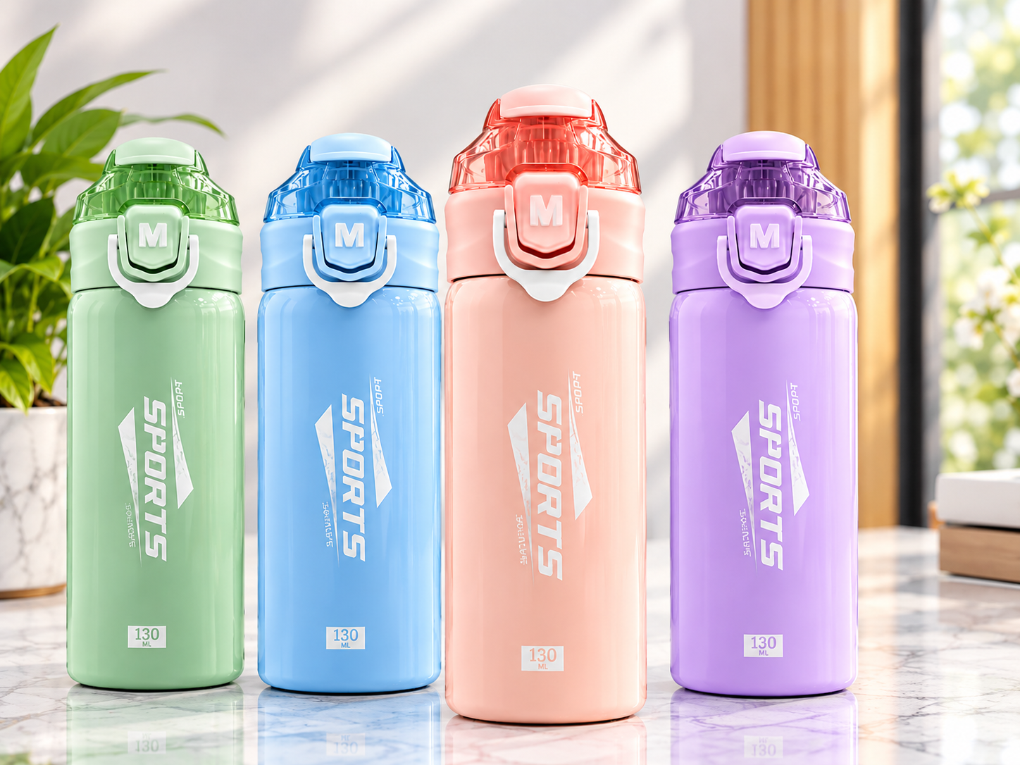 Stylish Reusable Drinking Water Bottle with Leakproof Lid for Work School Gym and Travel